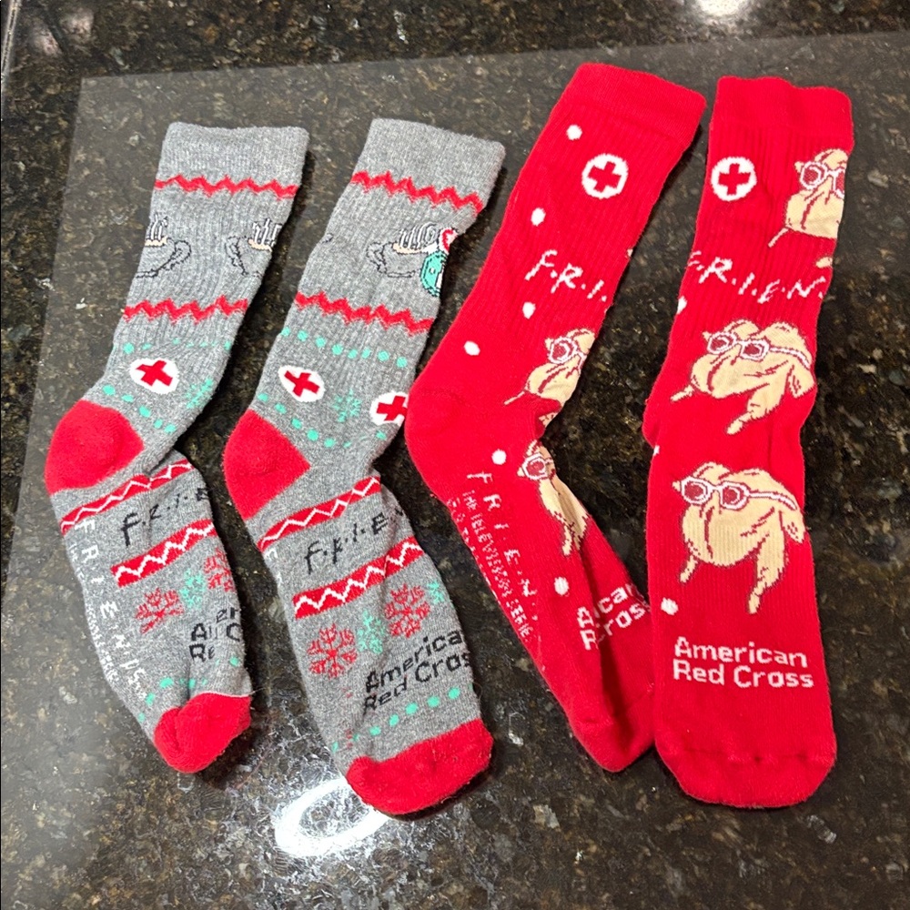 Two pair Friends Socks American Red Cross Holiday Promo